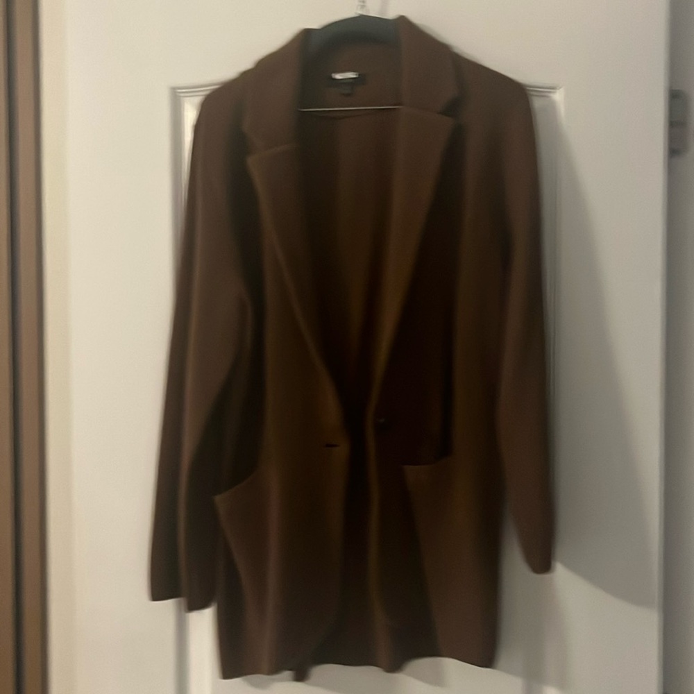 J.Crew Wool Blend Oversized Sweater Blazer Size M Brown Career Academia Notched